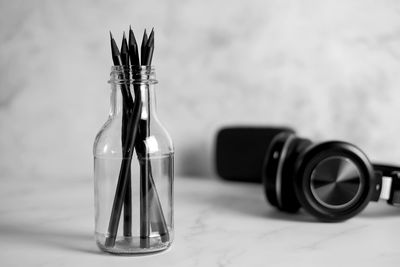 Close-up of wine glass on table