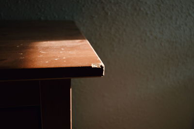 Close-up of table corner