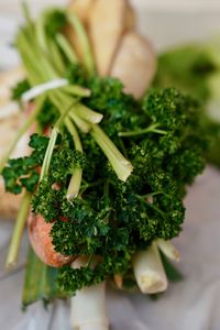 High angle view of vegetables in plate