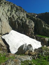 Scenic view of rocky mountains against clear sky