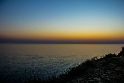 Scenic view of sea against dramatic sky