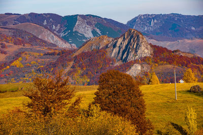 Scenic view of mountains during autumn