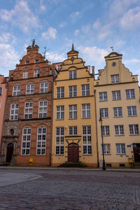 Low angle view of buildings in city