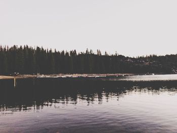 Scenic view of lake against clear sky