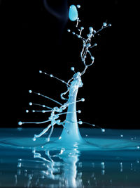 Reflection of light in water over black background
