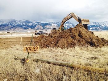 Earth mover at construction site