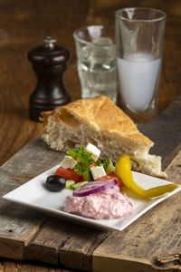 Close-up of breakfast served on table