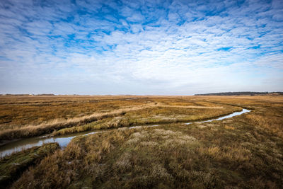 Scenic view of land against sky