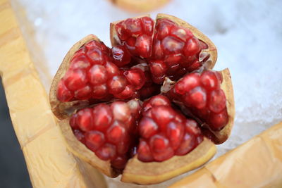 Close-up of fresh peeled pomegranate