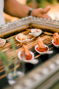 Close-up of preparing food on table