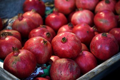 Close-up of pomegranates for sale at market stall