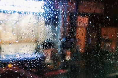 Close-up of wet window in rainy season