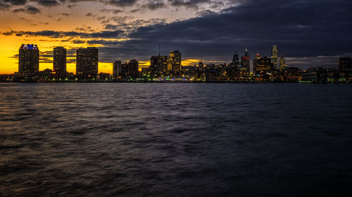 View of city at sunset