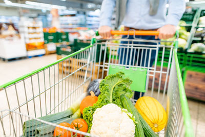 Various vegetables on display at store