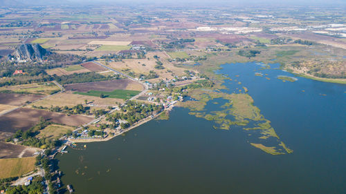 Aerial view of river amidst landscape