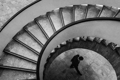 High angle view of spiral stairs