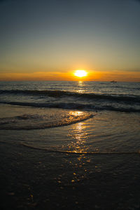 Scenic view of sea against sky during sunset