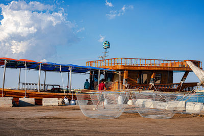 View of construction site against blue sky