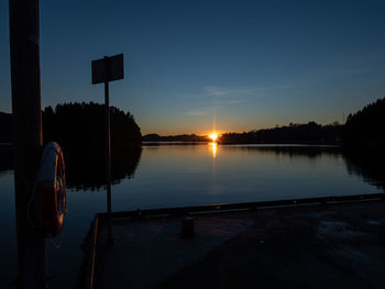 Scenic view of lake against sky at sunset