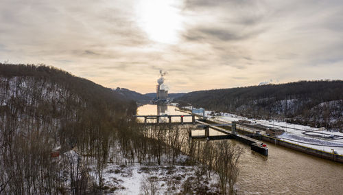 Bridge against sky during winter