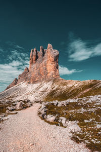 Panoramic view of the tre cime di lavaredo, dolomites.