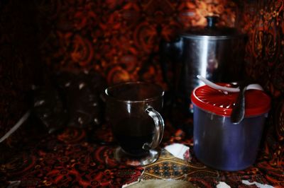 Tea light candles on table