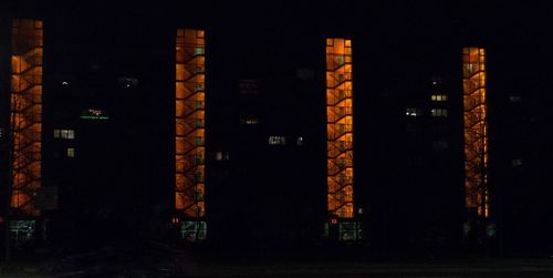 Illuminated buildings at night