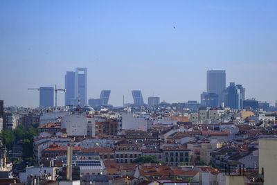 Cityscape against clear sky