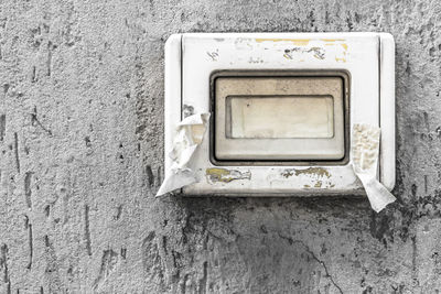 Close-up of telephone on wall