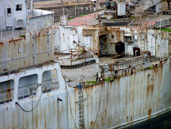 High angle view of abandoned ship