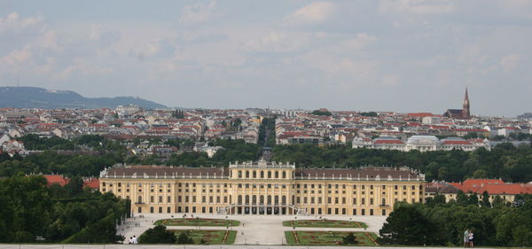 High angle view of buildings in city