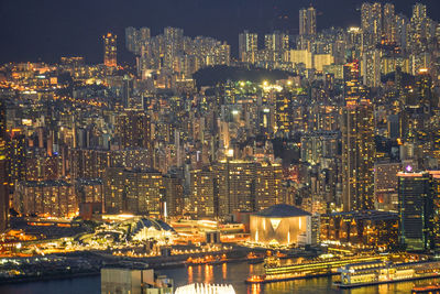 Illuminated cityscape at night