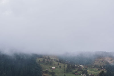 High angle view of trees against sky