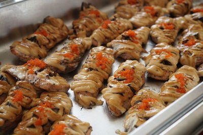 Close-up of served food in plate