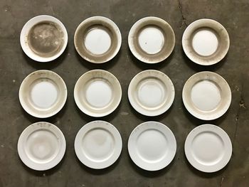 High angle view of empty glasses