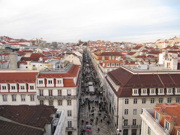 High angle view of townscape against sky