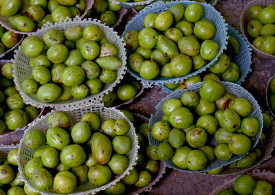 High angle view of fruits for sale in market