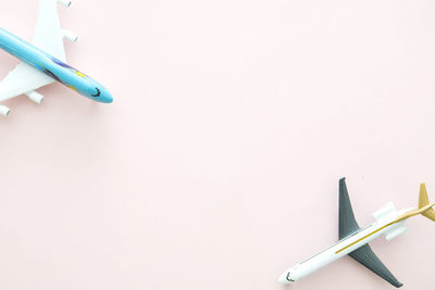 High angle view of pencils against white background