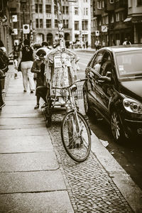 Bicycles on street in city