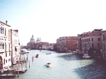 Santa maria della salute in grand canal against clear sky