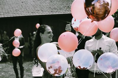 Multi colored balloons hanging