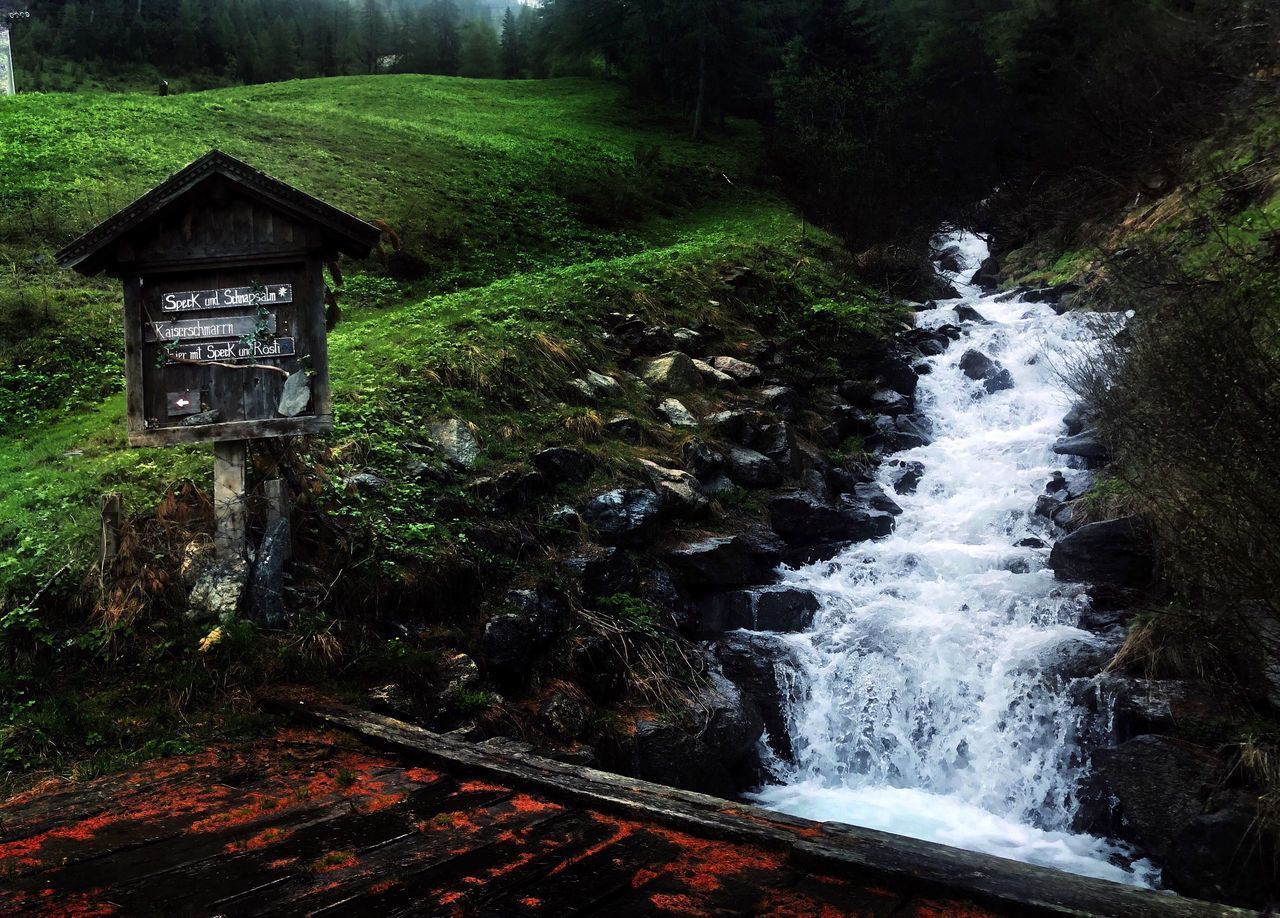 SCENIC VIEW OF WATERFALL ON FOREST