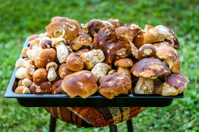 Close-up of bread on barbecue