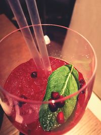 Close-up of drink in glass on table