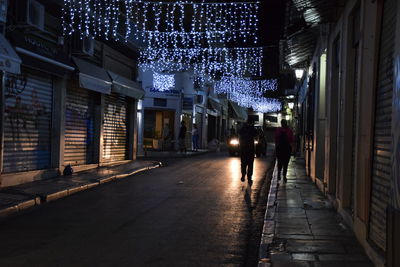 View of illuminated city street