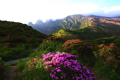 Scenic view of mountains against sky