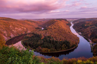 Panoramic view from the cloef to the saar loop, germany.