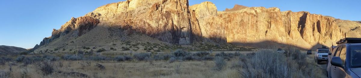 Scenic view of mountains against clear sky