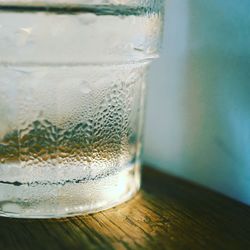 Close-up of water in glass on table