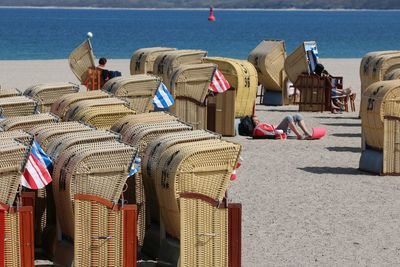 Clothes hanging on beach